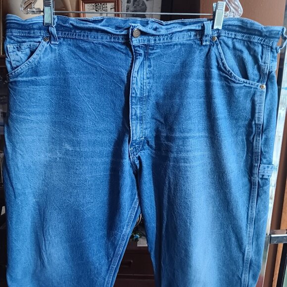 44x32 Vintage Key Denim Carpenter Utility Jeans Relaxed 1990's Mexico Deistresss - Picture 4 of 8